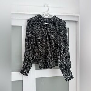 Isabel Marant Black Silk Blouse Polka Dot Size 36